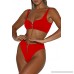 ALBIZIA Women's Rib High Waisted High Cut Cheeky Bikini Set Two Piece Swimsuit Red B07Q4NNYVJ